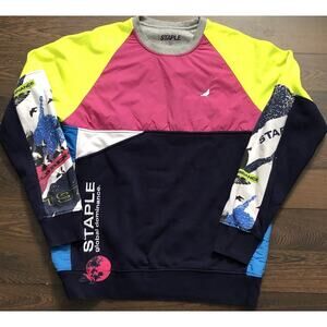 Staple Brand Pigeon Multicolor Crewneck Sweatshirt Mens Size M Heavy Winter